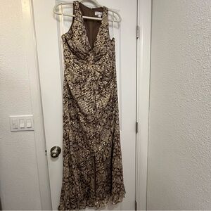 Elegant Brown Patterned Maxi Dress